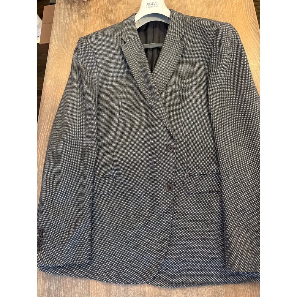 ARMANI COLLECTION Black Patterned Textured Blazer Jacket Men 50 R